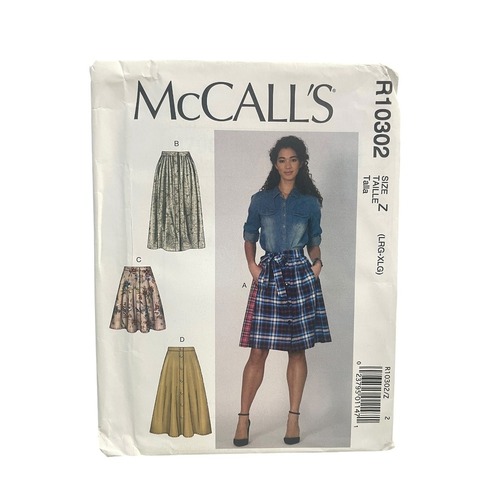 McCall's R10302 Misses Skirts L-XXL Modern Wrap Gathered Button Front UNCUT